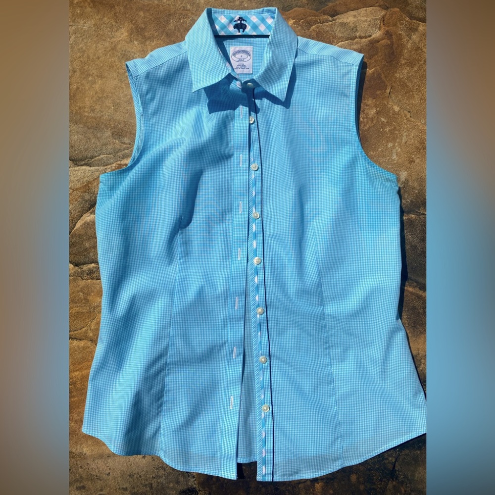 Brooks Brothers sleeveless button down collar gingham